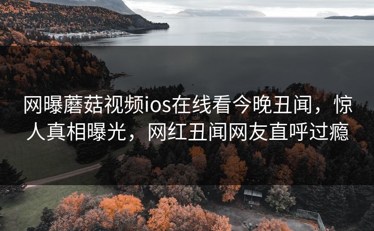 网曝蘑菇视频ios在线看今晚丑闻,惊人真相曝光,网红丑闻网友直呼过瘾